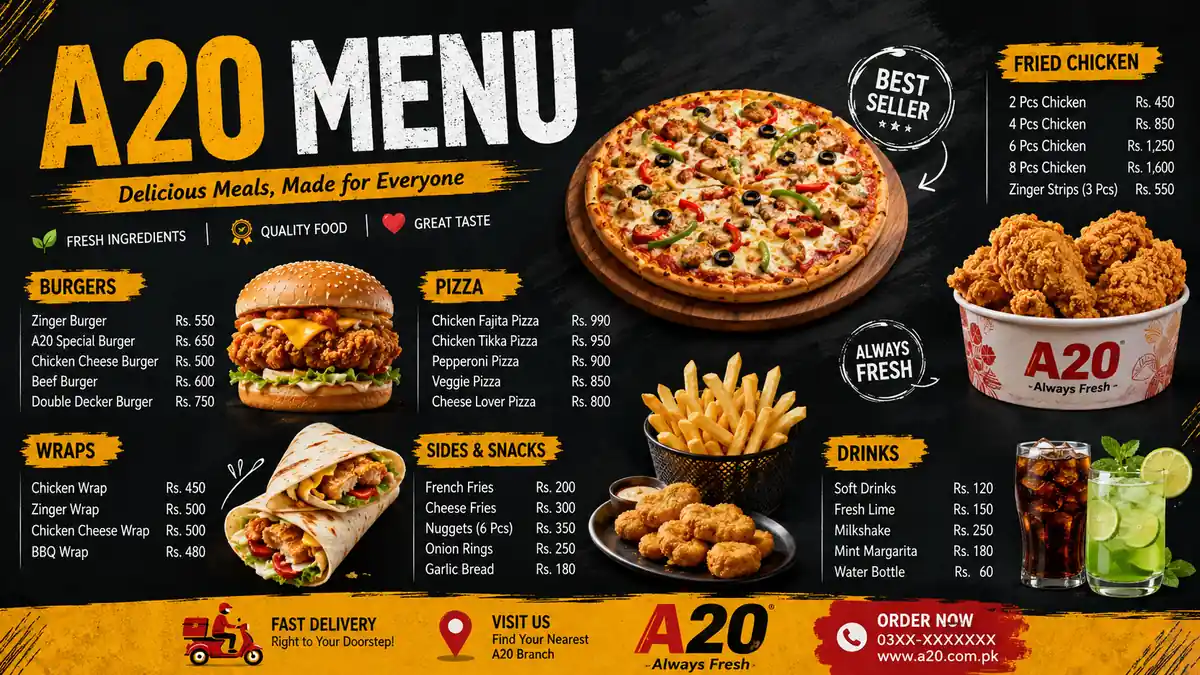 a20 menu: Coffee, Breakfast & Food Prices 2026