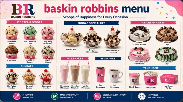 baskin robbins menu: Flavors, Sundaes, Shakes & Prices