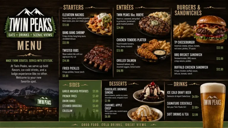 twin peaks menu: Food, Wings, Burgers & Prices